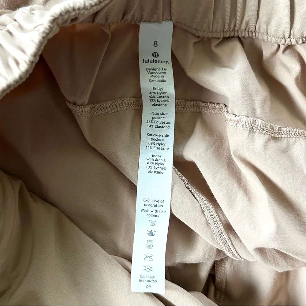 Lululemon Your True Trouser High Rise Pant Beech Wood 8 Gym Casual Travel